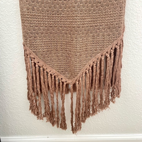 Vacay Fringe Hem Tie Backless Bodycon Crocheted Dress - M - Picture 4 of 7